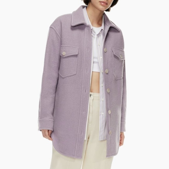 Aritzia Jackets & Blazers - Aritzia Wilfred Free The Ganna Shirt Jacket Purple Merino Wool Shacket Sz M